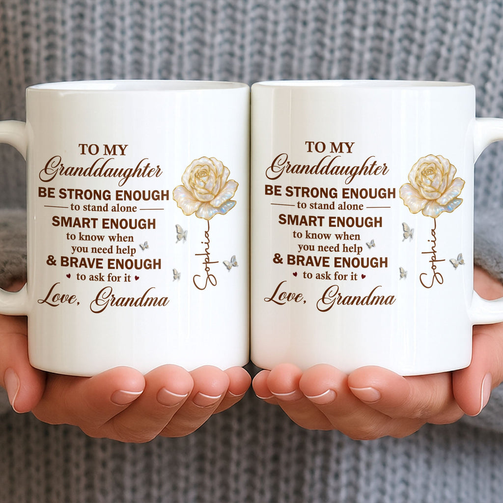 Personalized Mug with Rose Butterflies Custom Gift for Granddaughter Edge-to-edge Mug GradoCreations