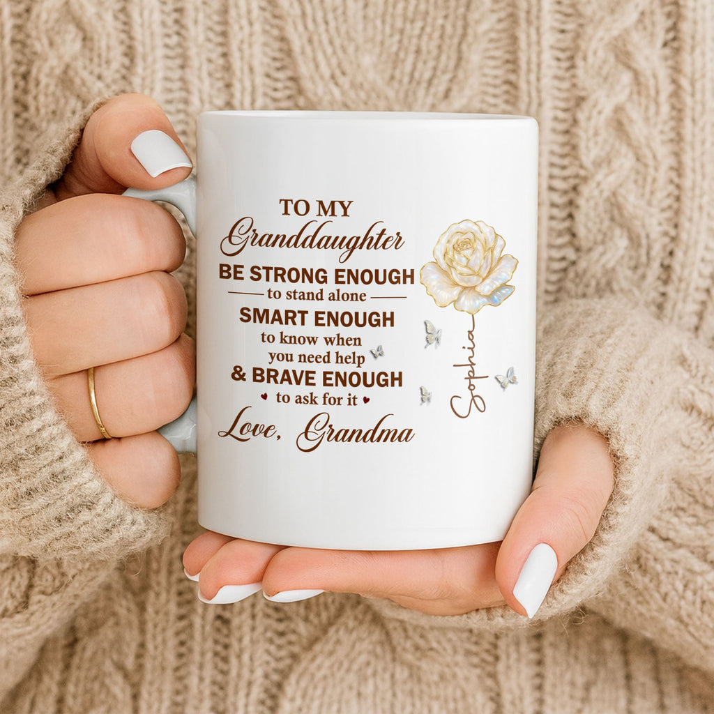 Personalized Mug with Rose Butterflies Custom Gift for Granddaughter Edge-to-edge Mug GradoCreations
