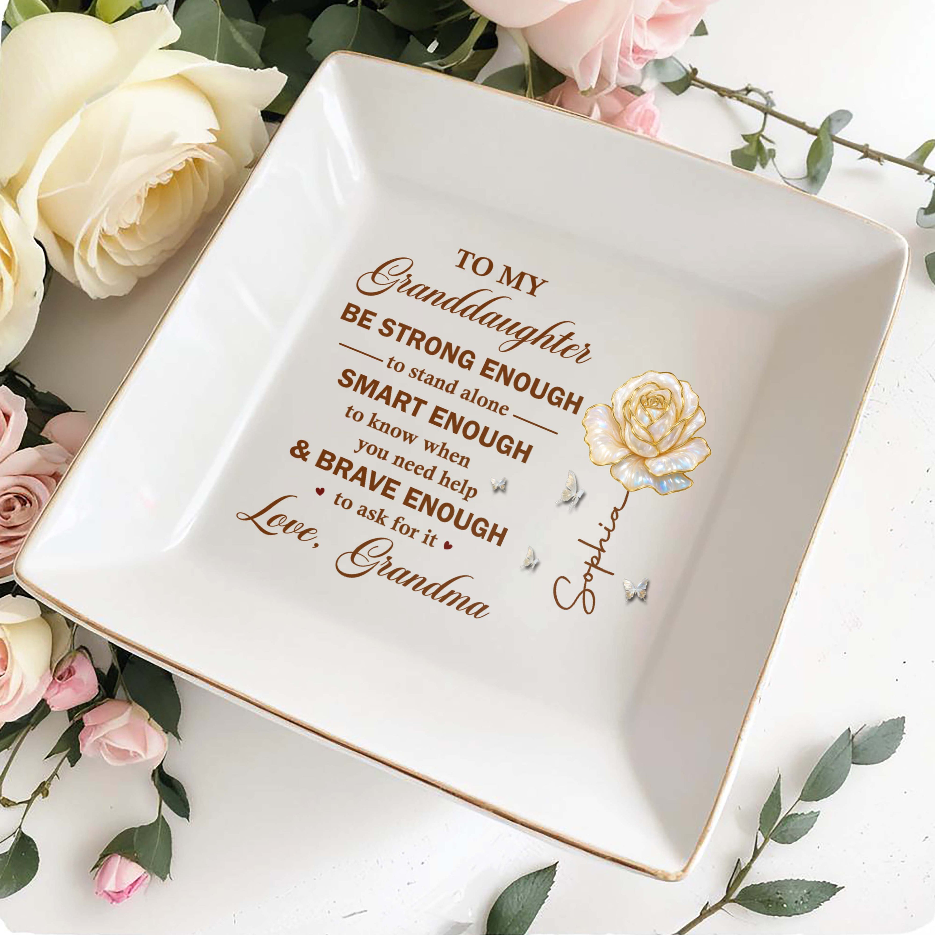 Personalized Jewelry Dish Custom Name Granddaughter Gift Jewelry Dish GradoCreations