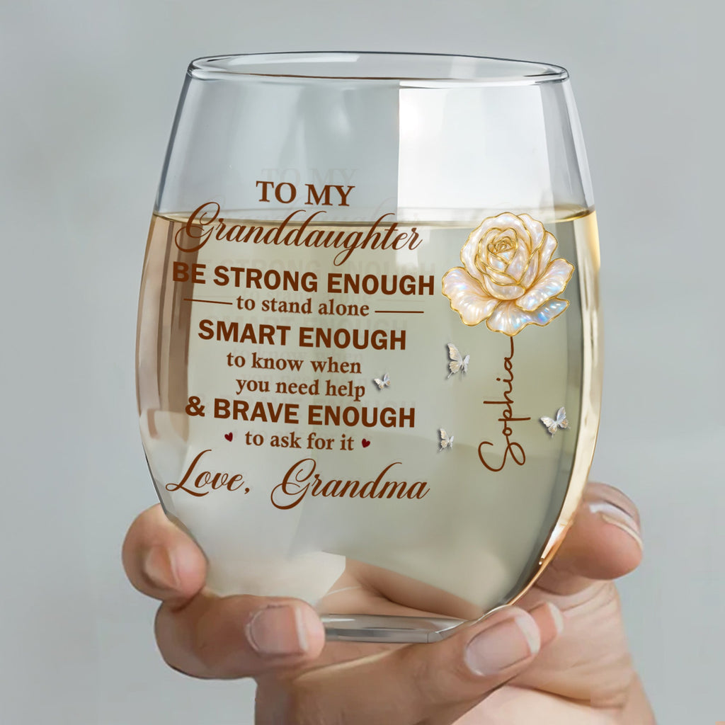 Personalized Stemless Wine Glass Custom Name Gift for Granddaughter Wine Glasses GradoCreations