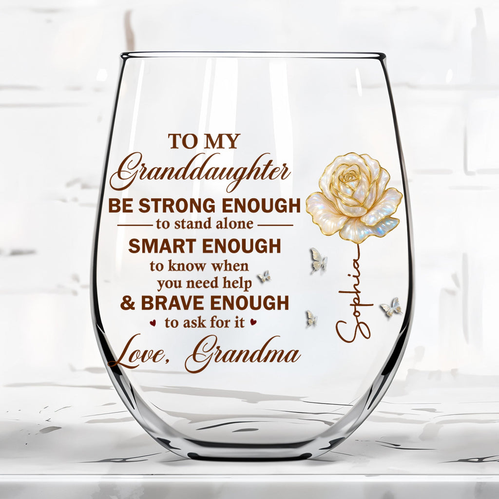 Personalized Stemless Wine Glass Custom Name Gift for Granddaughter Wine Glasses GradoCreations