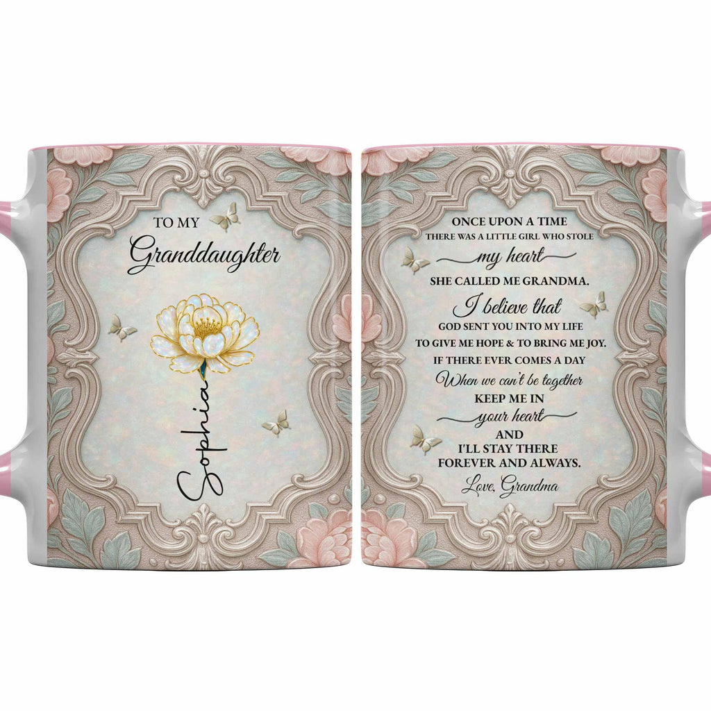 Personalized Birth Month Flower Accent Mug for Granddaughter Accent Mug GradoCreations