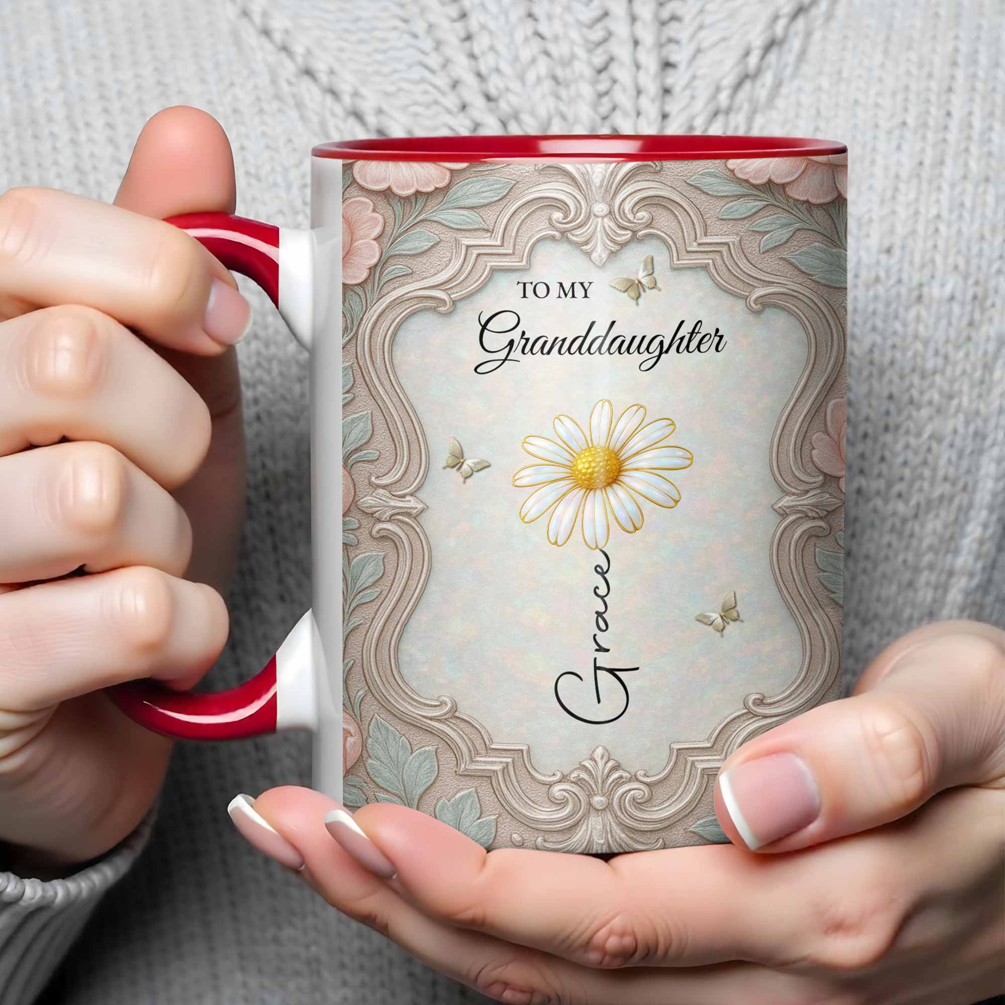 Personalized Birth Month Flower Accent Mug for Granddaughter Accent Mug GradoCreations