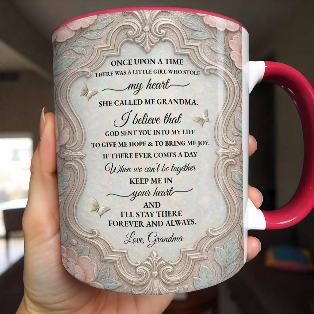 Personalized Birth Month Flower Accent Mug for Granddaughter Accent Mug GradoCreations