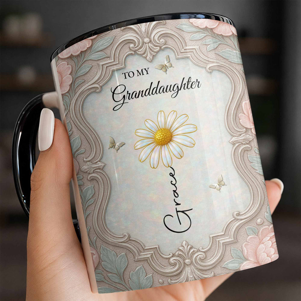 Personalized Birth Month Flower Accent Mug for Granddaughter Accent Mug GradoCreations
