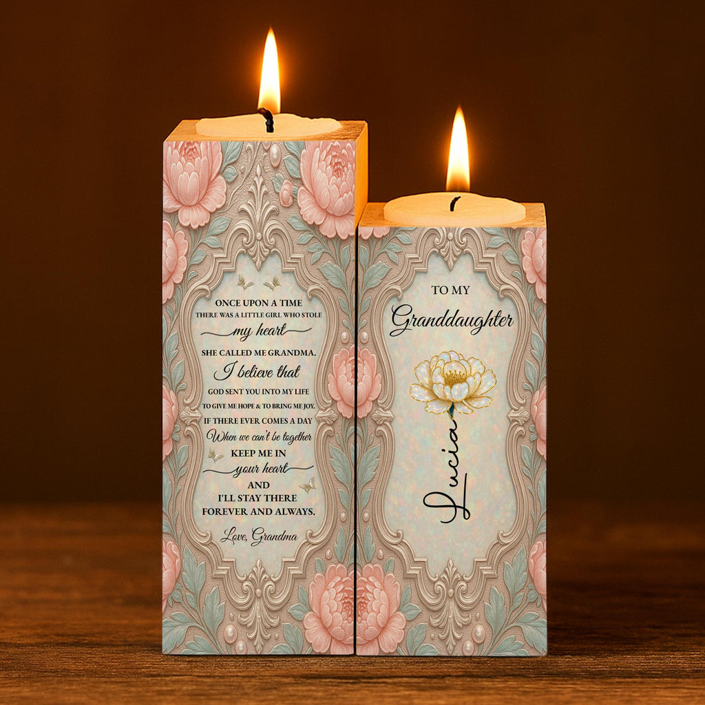 Personalized Wooden Candle Holder Custom Name Gift for Granddaughter Candle Holder GradoCreations