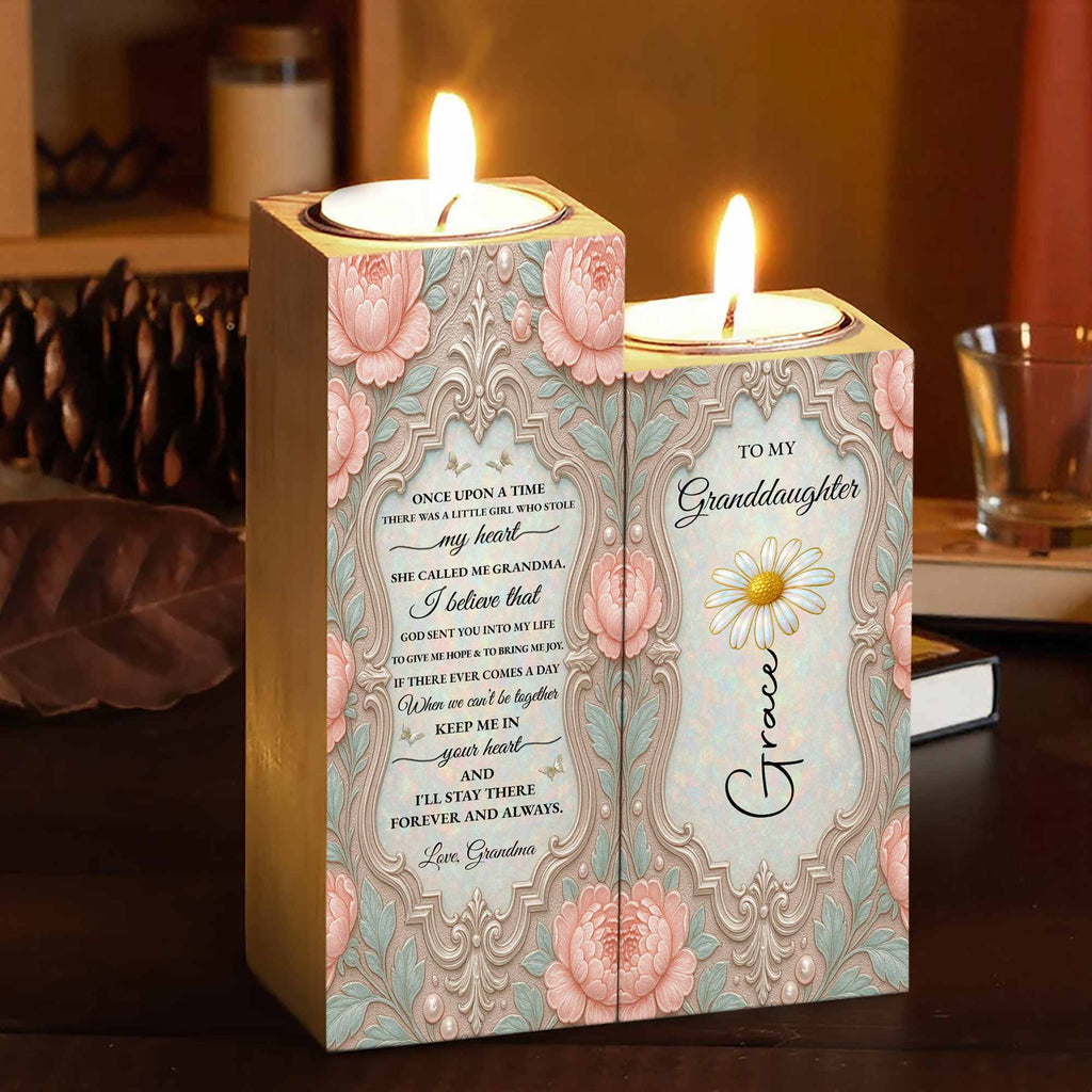 Personalized Wooden Candle Holder Custom Name Gift for Granddaughter Candle Holder GradoCreations