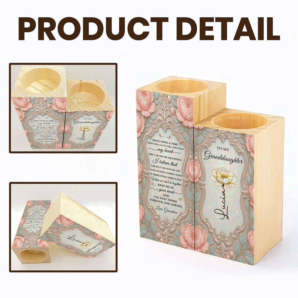 Personalized Wooden Candle Holder Custom Name Gift for Granddaughter Candle Holder GradoCreations
