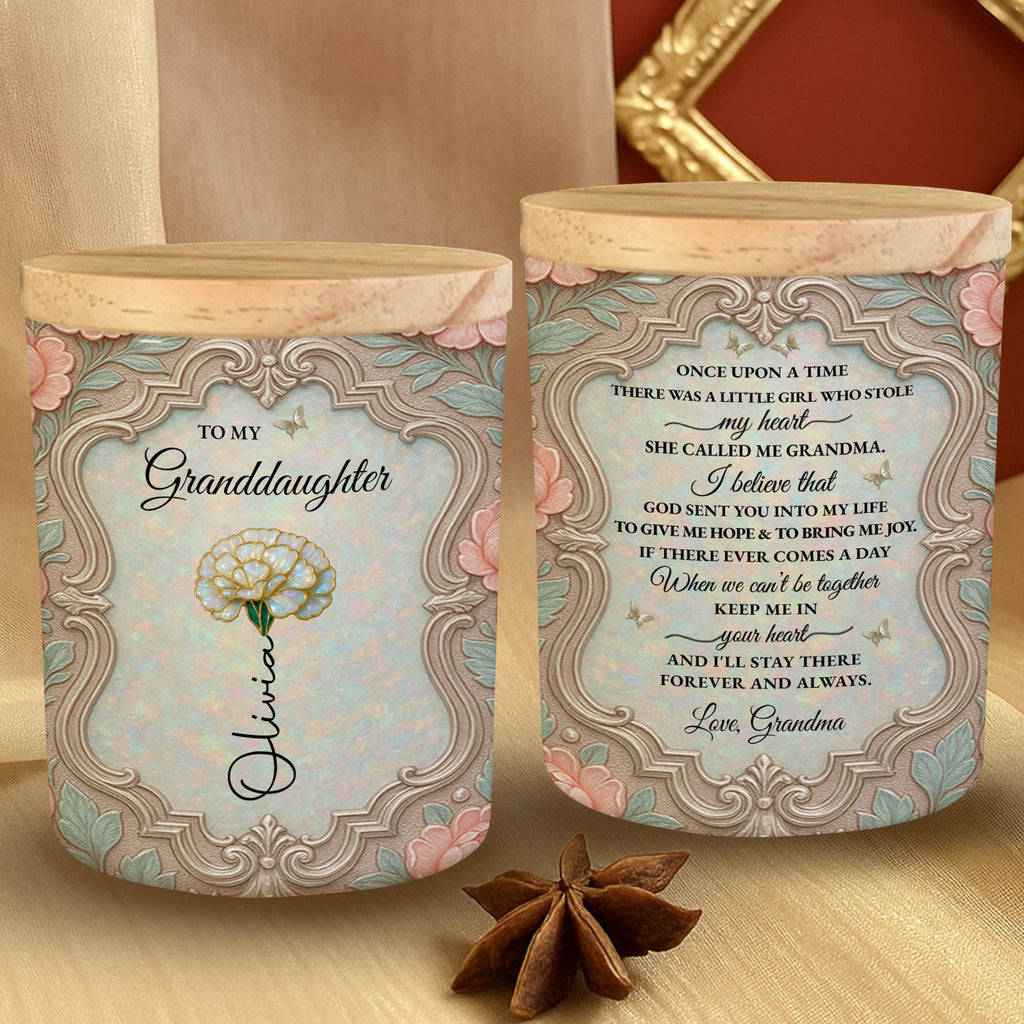 Personalized Glass LED Memory Jar Custom Name for Granddaughter LED Jar GradoCreations