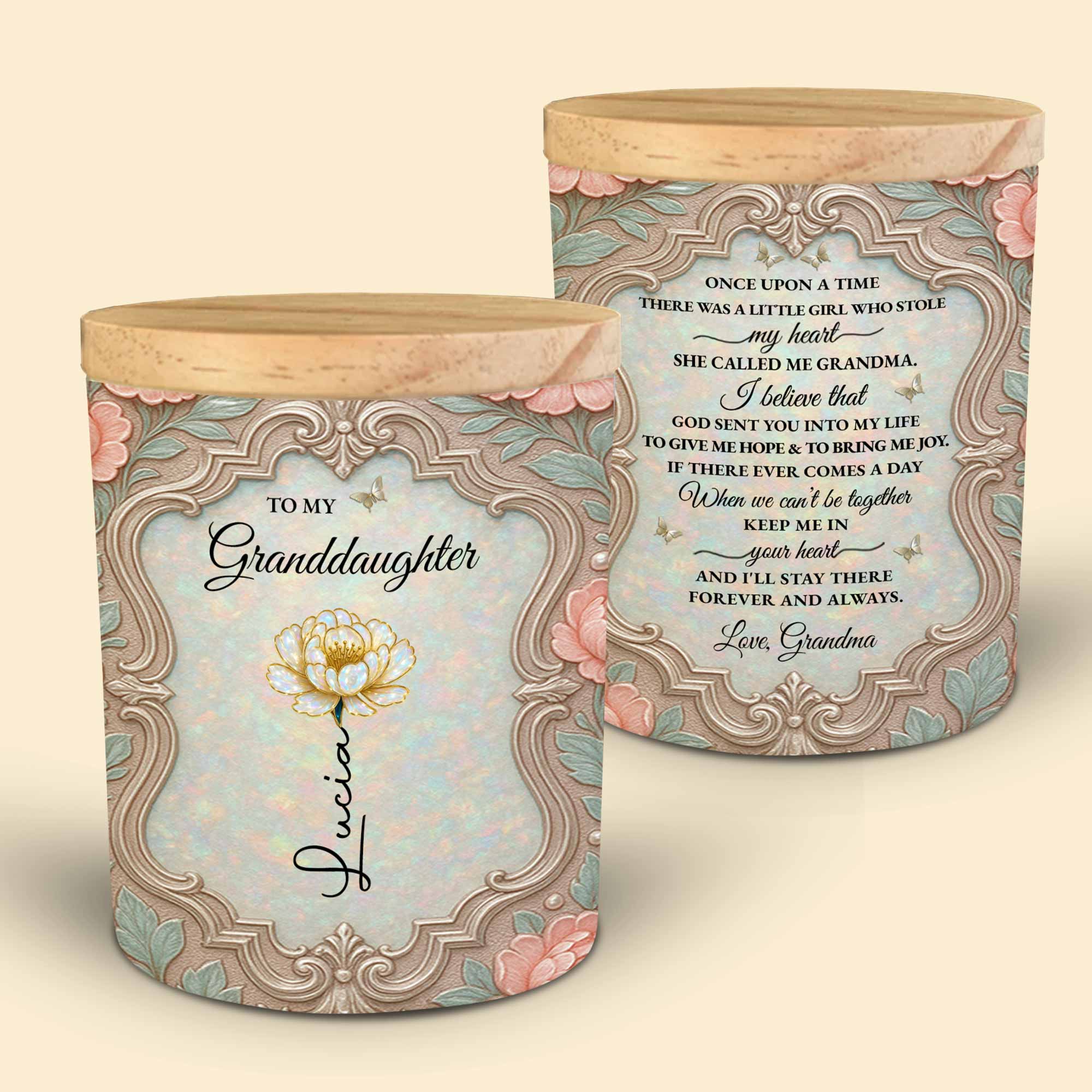 Personalized Glass LED Memory Jar Custom Name for Granddaughter LED Jar GradoCreations