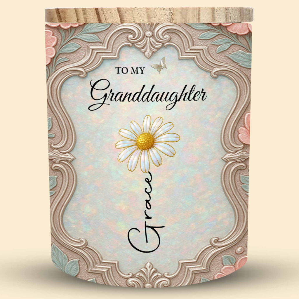 Personalized Glass LED Memory Jar Custom Name for Granddaughter LED Jar GradoCreations