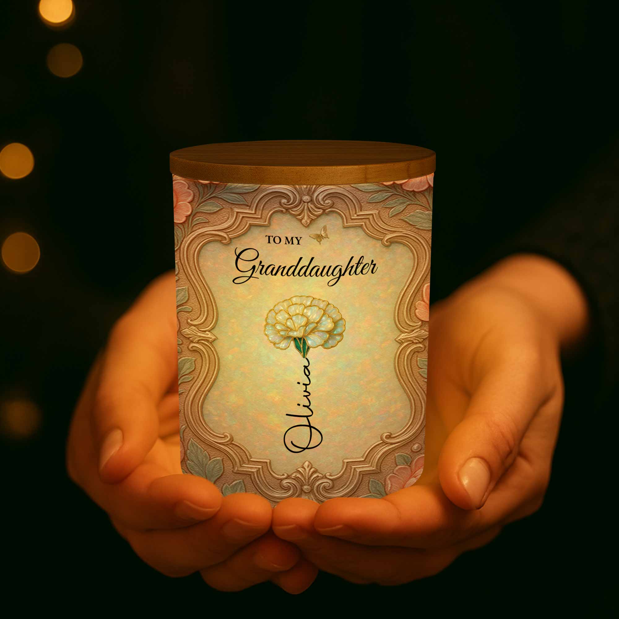Personalized Glass LED Memory Jar Custom Name for Granddaughter LED Jar GradoCreations