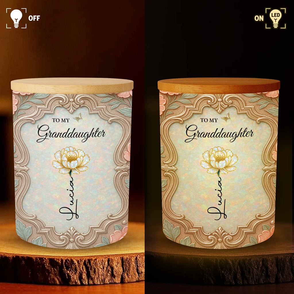 Personalized Glass LED Memory Jar Custom Name for Granddaughter LED Jar GradoCreations