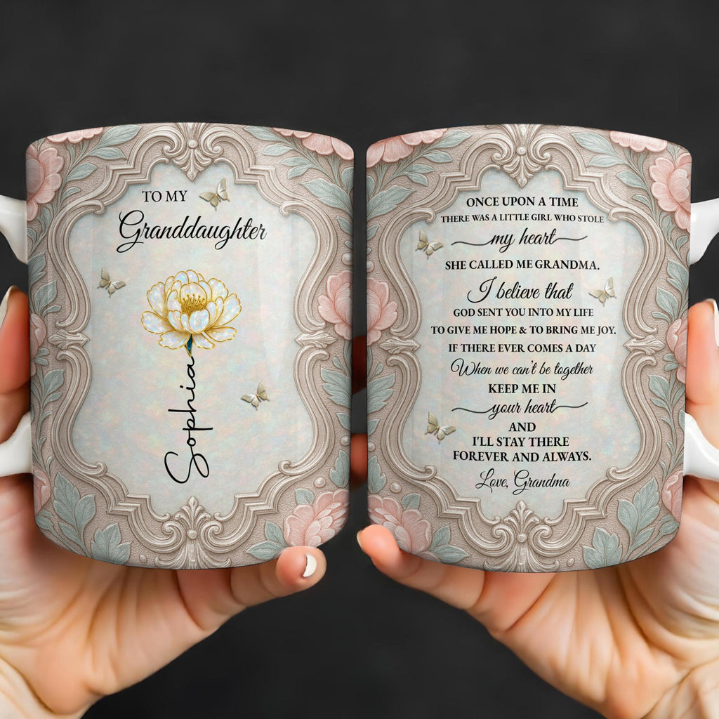 Personalized Flower Coffee Mug Gift for Granddaughter Edge-to-edge Mug GradoCreations