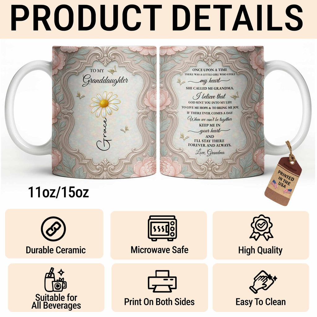 Personalized Flower Coffee Mug Gift for Granddaughter Edge-to-edge Mug GradoCreations