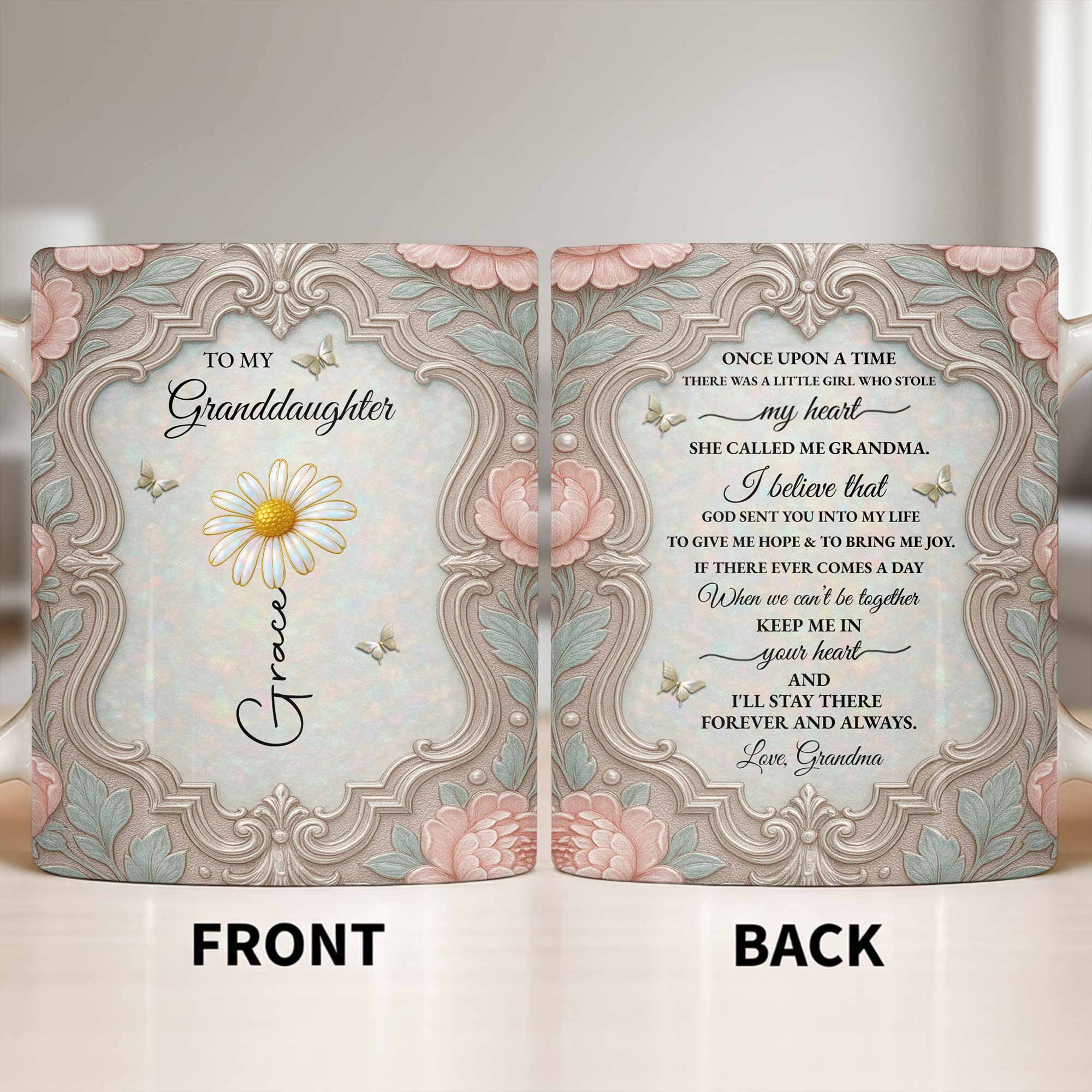 Personalized Flower Coffee Mug Gift for Granddaughter Edge-to-edge Mug GradoCreations