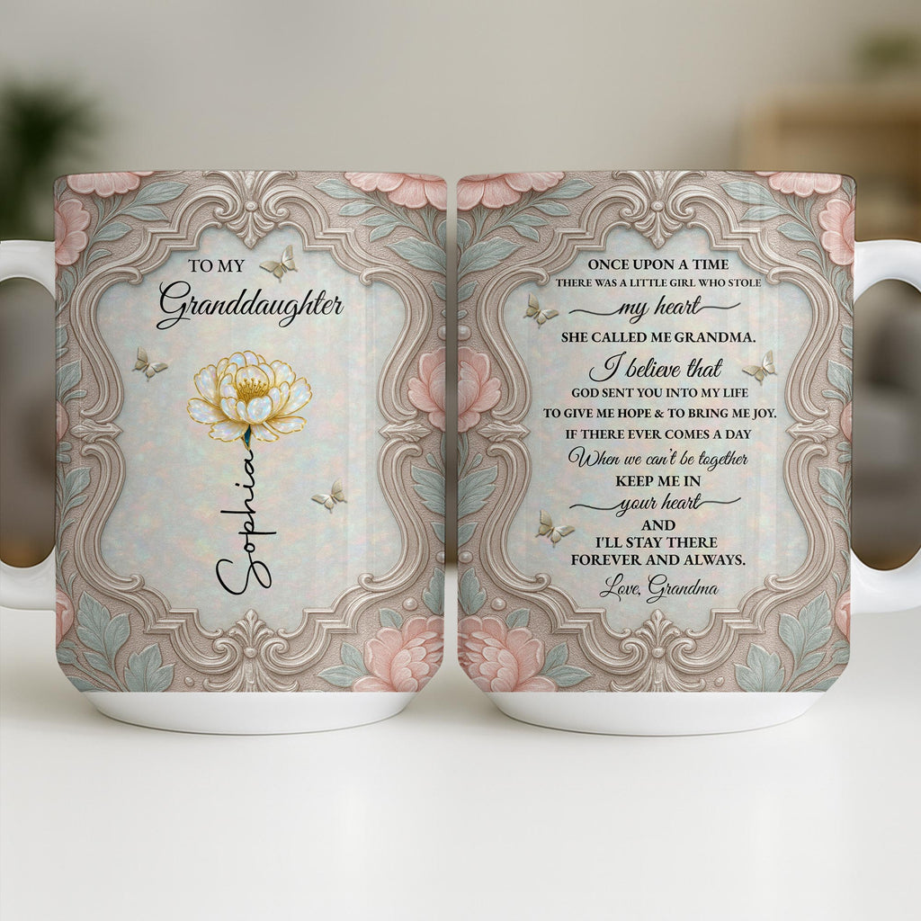 Personalized Flower Coffee Mug Gift for Granddaughter Edge-to-edge Mug GradoCreations
