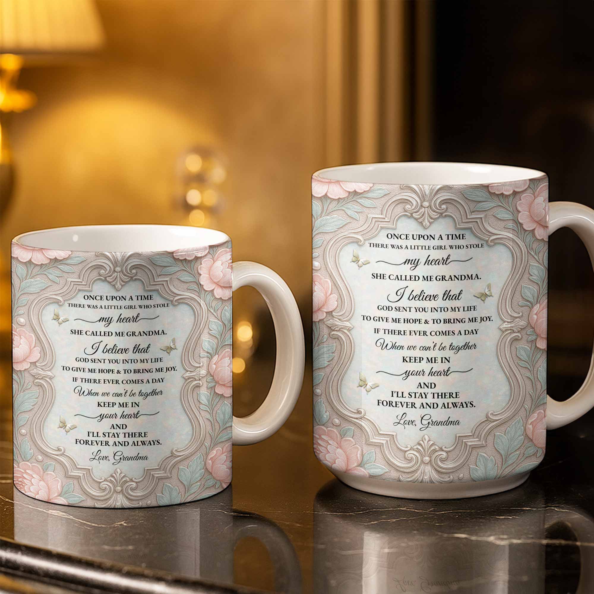 Personalized Flower Coffee Mug Gift for Granddaughter Edge-to-edge Mug GradoCreations