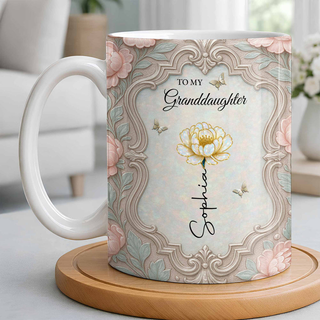 Personalized Flower Coffee Mug Gift for Granddaughter Edge-to-edge Mug GradoCreations