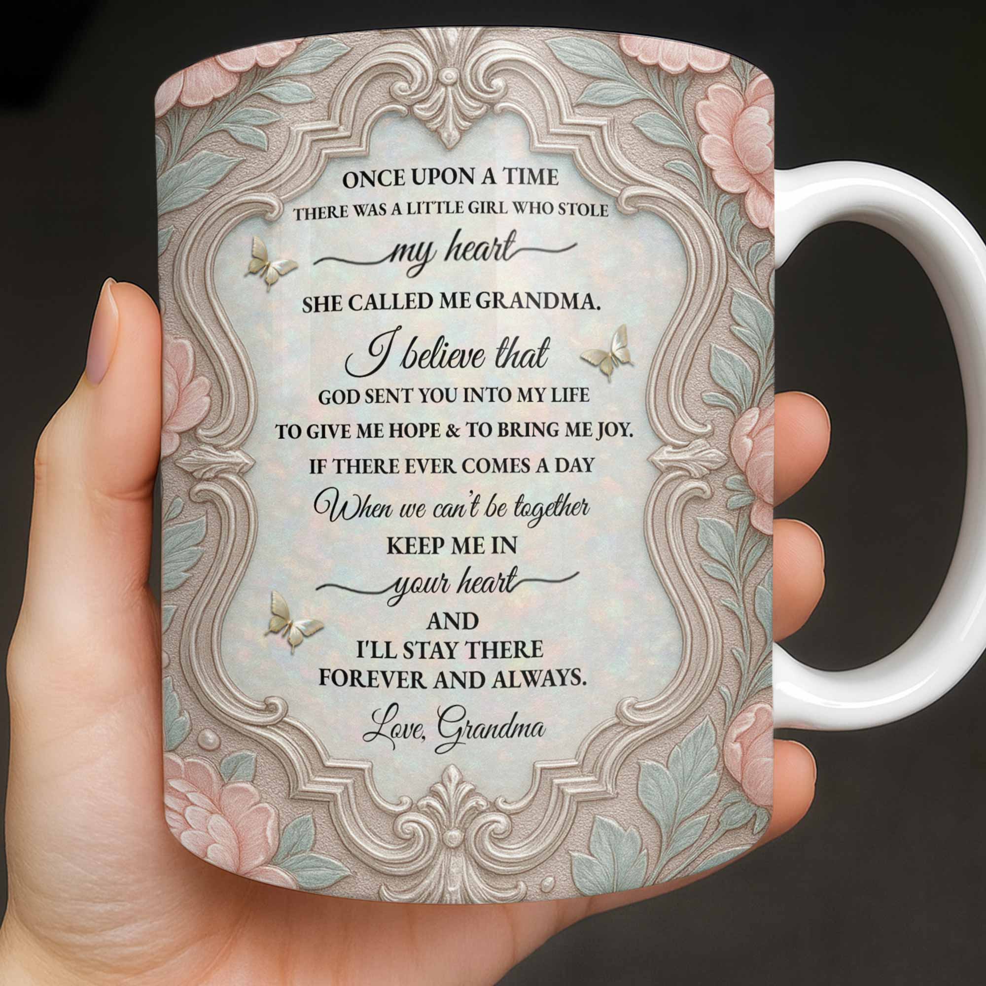 Personalized Flower Coffee Mug Gift for Granddaughter Edge-to-edge Mug GradoCreations