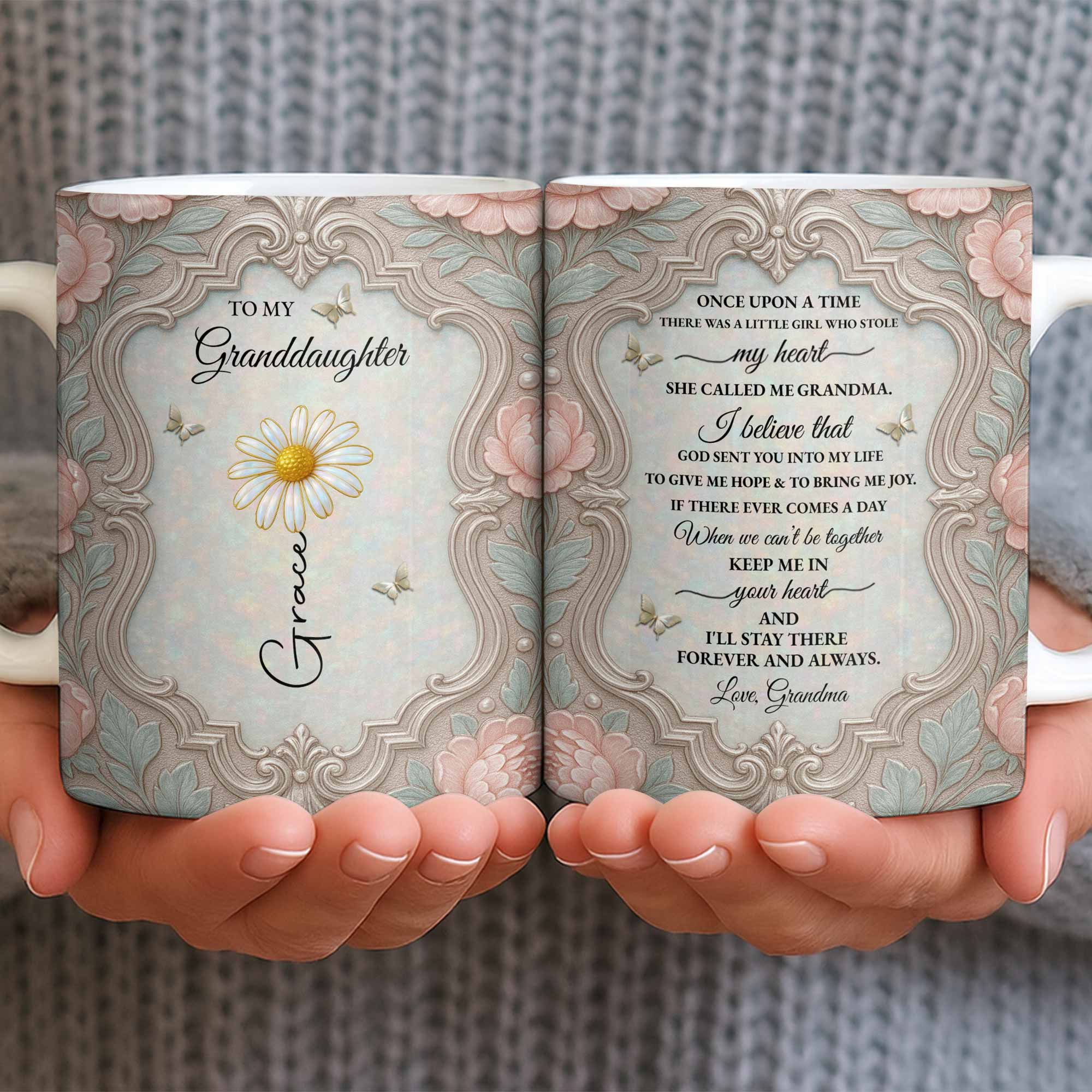 Personalized Flower Coffee Mug Gift for Granddaughter Edge-to-edge Mug GradoCreations