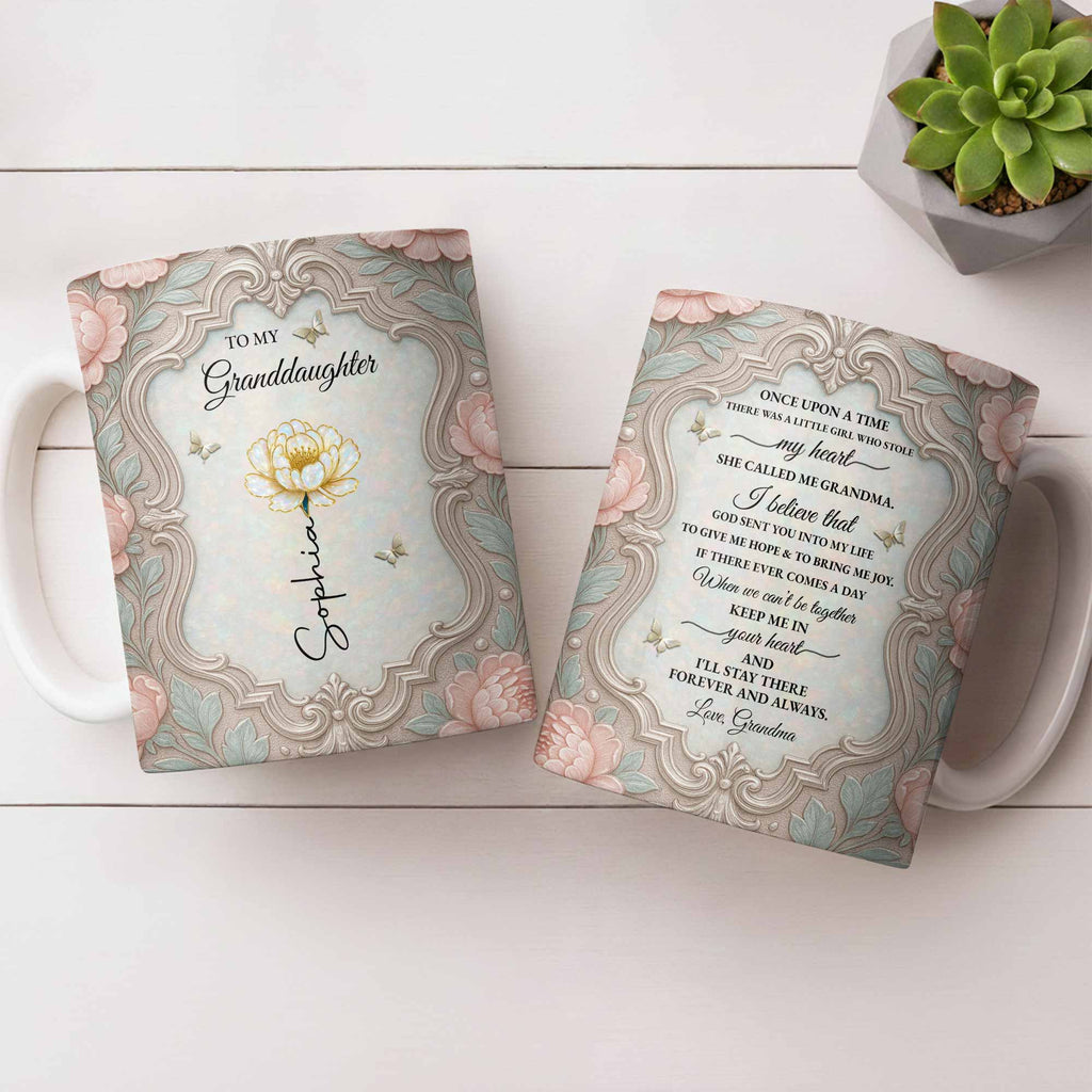 Personalized Flower Coffee Mug Gift for Granddaughter Edge-to-edge Mug GradoCreations