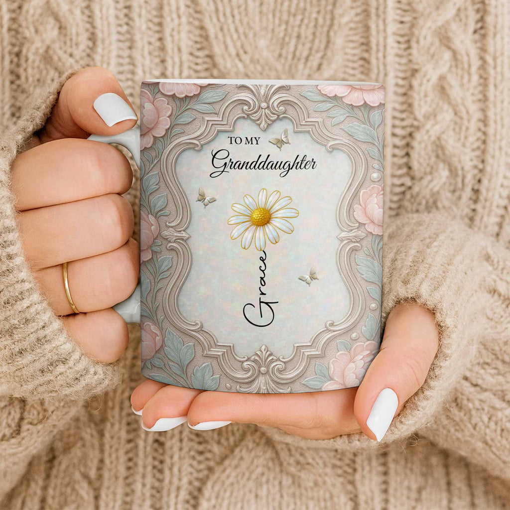 Personalized Flower Coffee Mug Gift for Granddaughter Edge-to-edge Mug GradoCreations