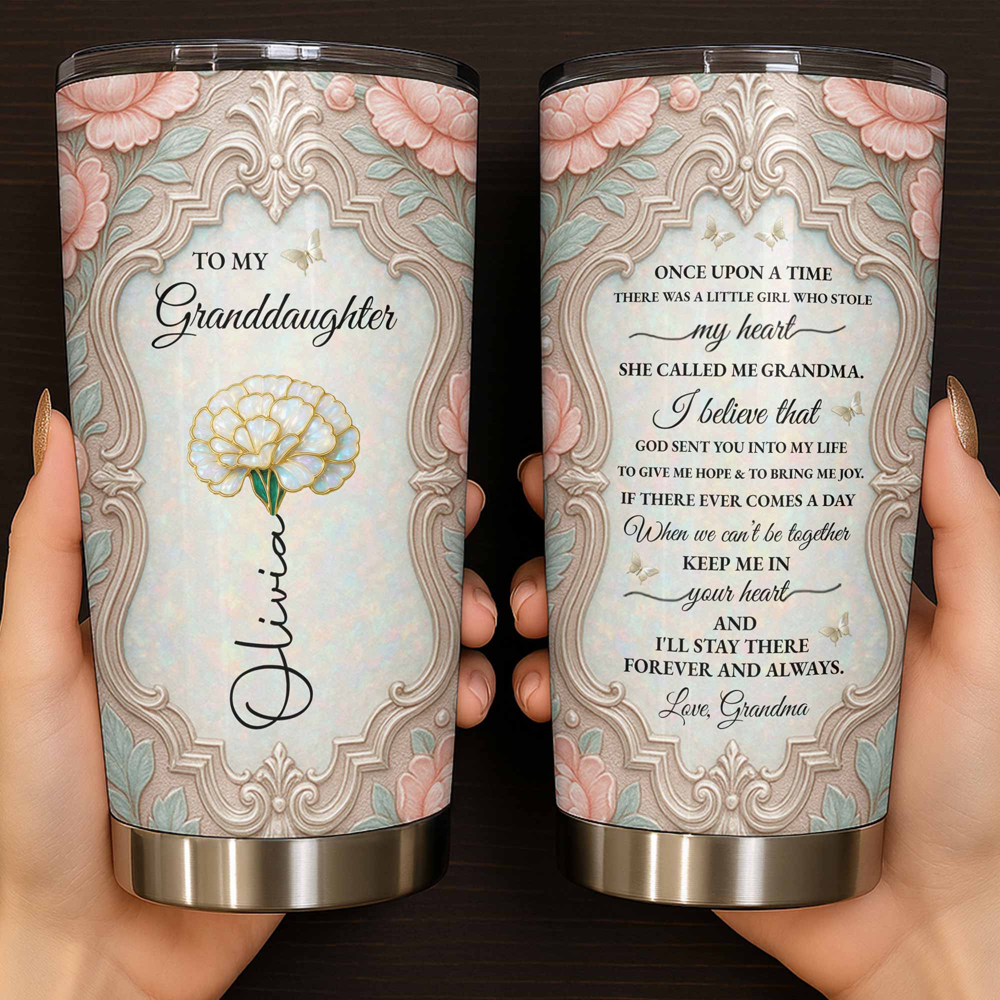 Personalized 20oz Stainless Steel Tumbler Custom Gift for Granddaughter 20oz Tumbler GradoCreations