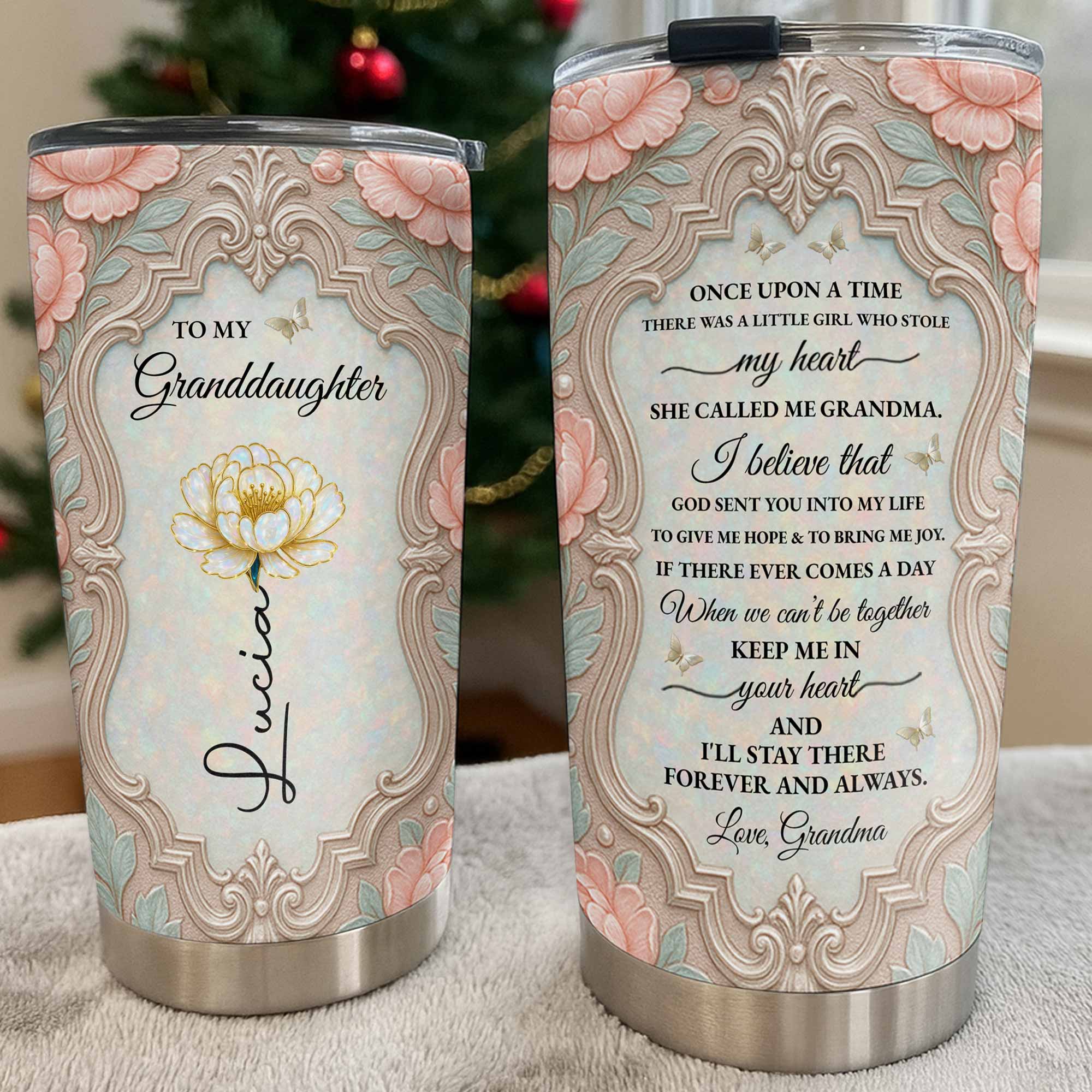 Personalized 20oz Stainless Steel Tumbler Custom Gift for Granddaughter 20oz Tumbler GradoCreations