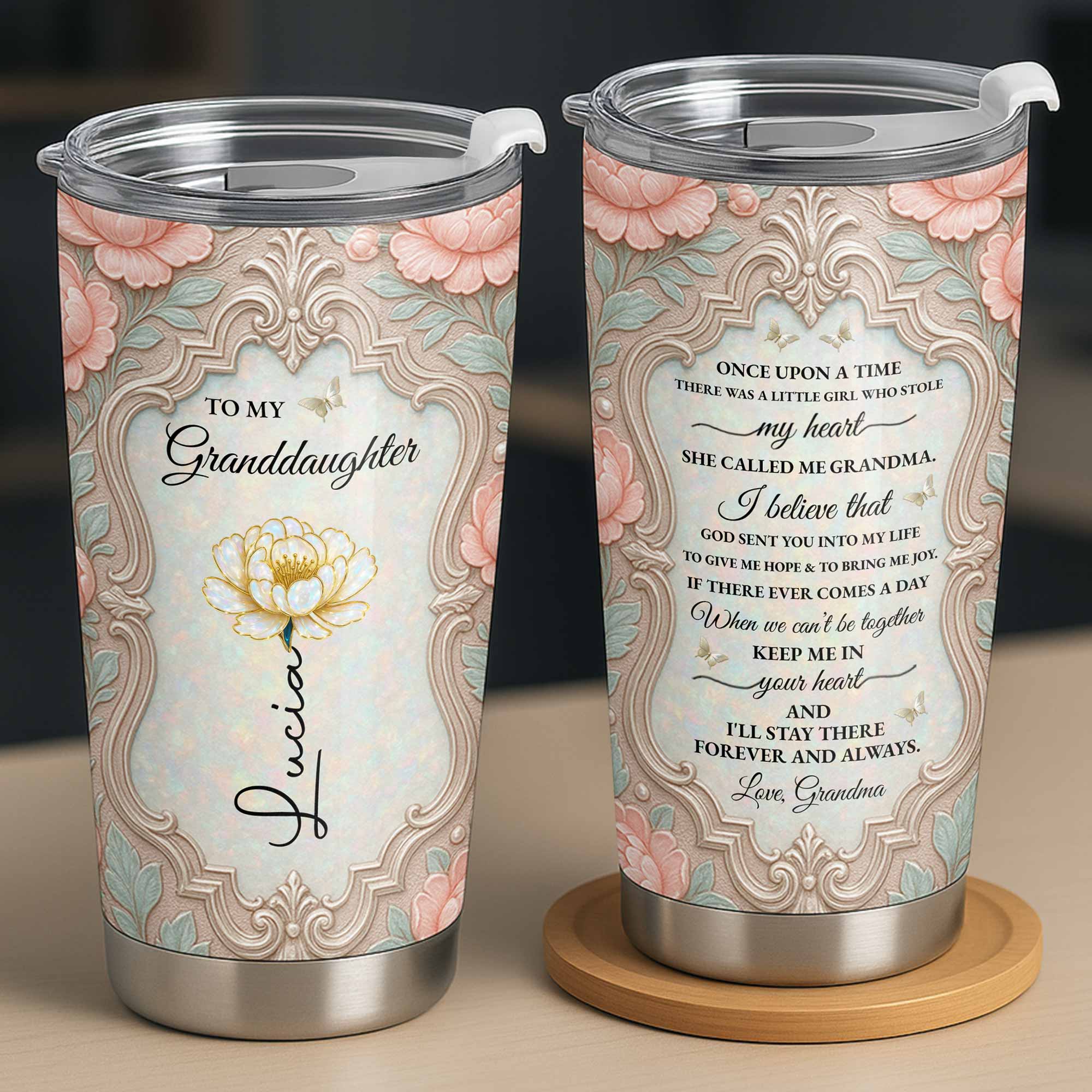Personalized 20oz Stainless Steel Tumbler Custom Gift for Granddaughter 20oz Tumbler GradoCreations
