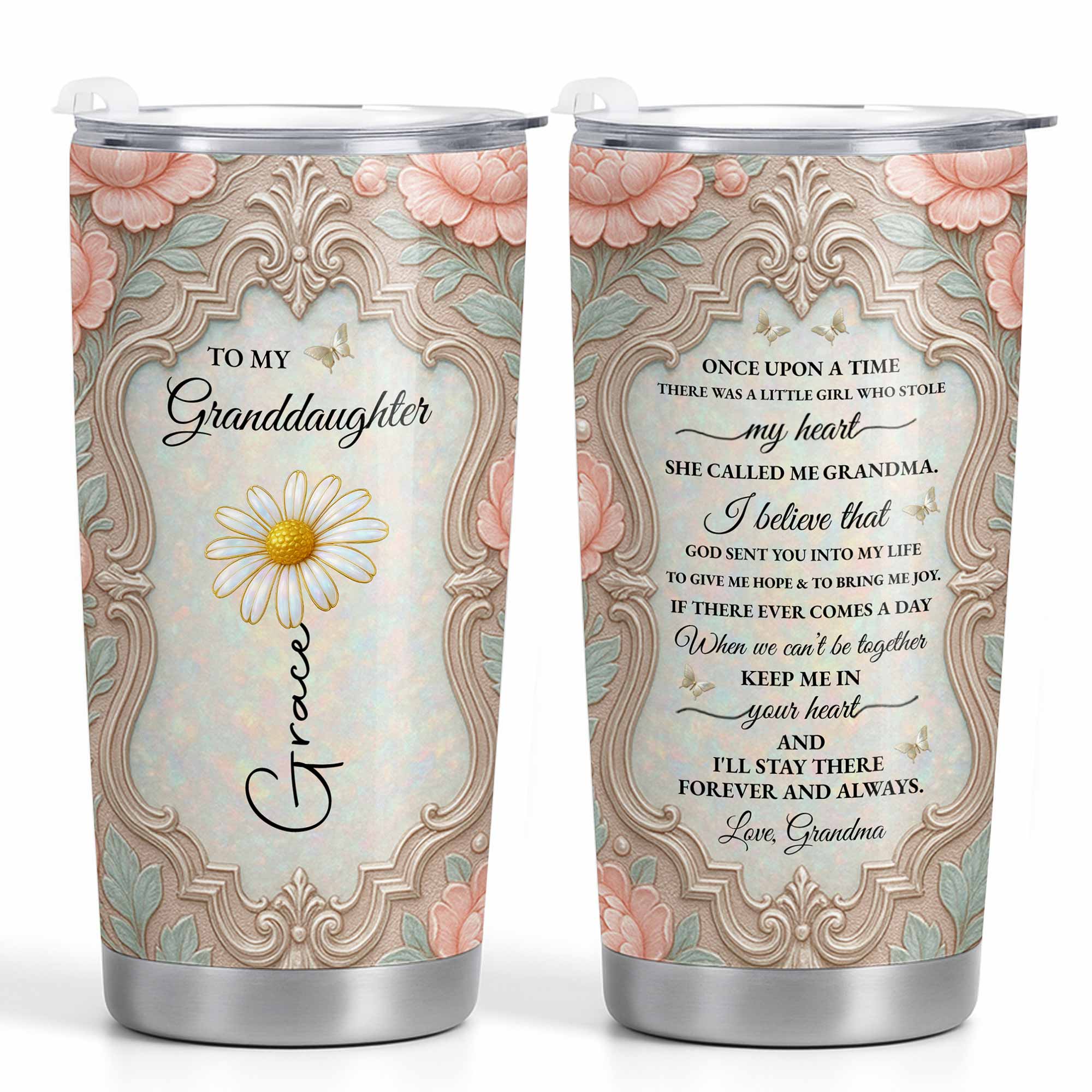 Personalized 20oz Stainless Steel Tumbler Custom Gift for Granddaughter 20oz Tumbler GradoCreations