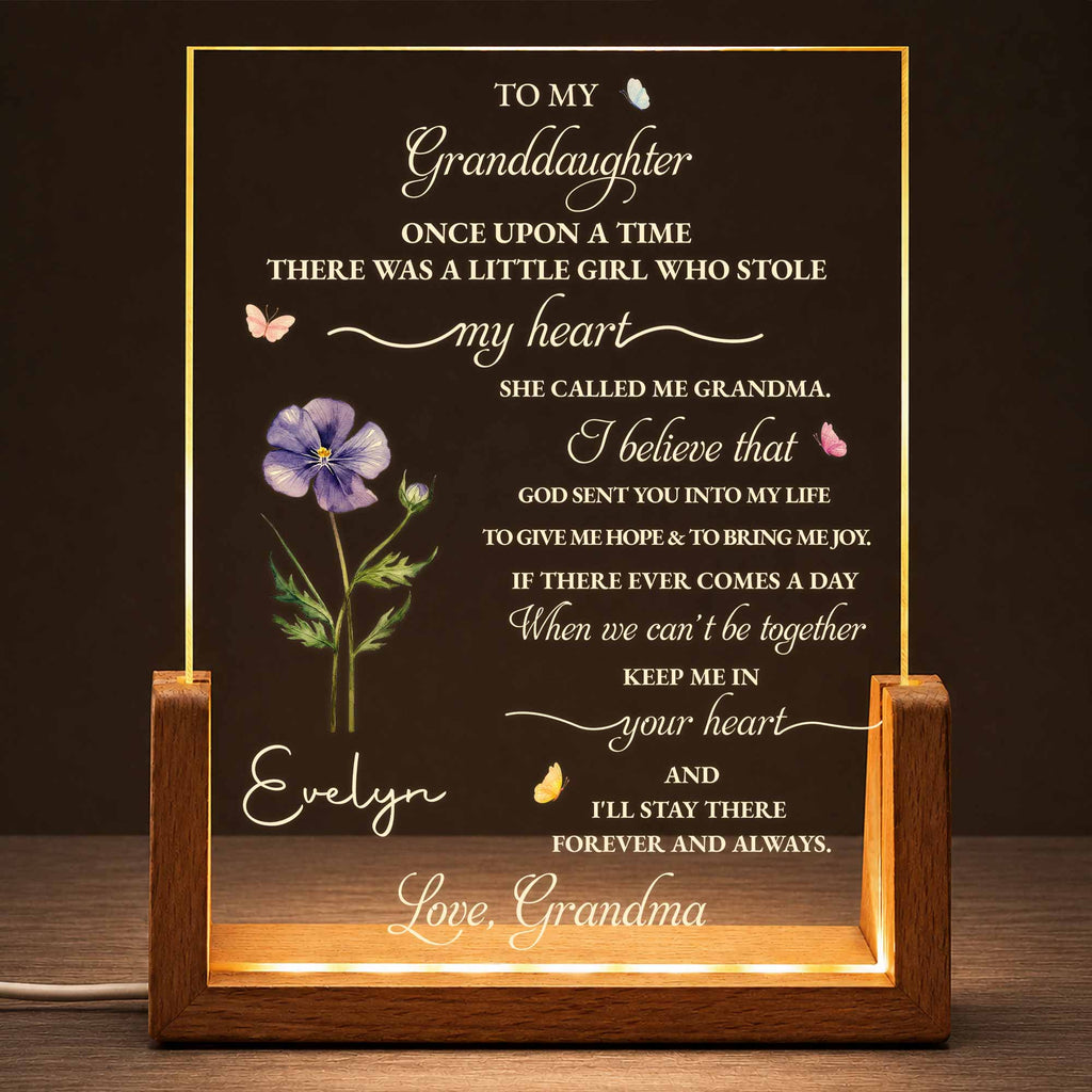Personalized Acrylic Night Light Custom Name Gift for Granddaughter Wood and Acrylic Night Light GradoCreations
