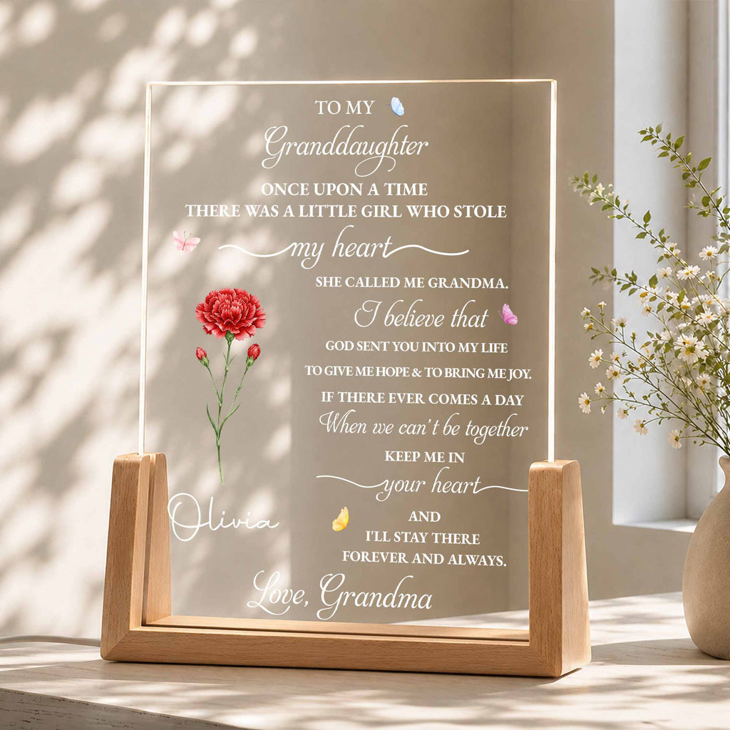 Personalized Acrylic Night Light Custom Name Gift for Granddaughter Wood and Acrylic Night Light GradoCreations