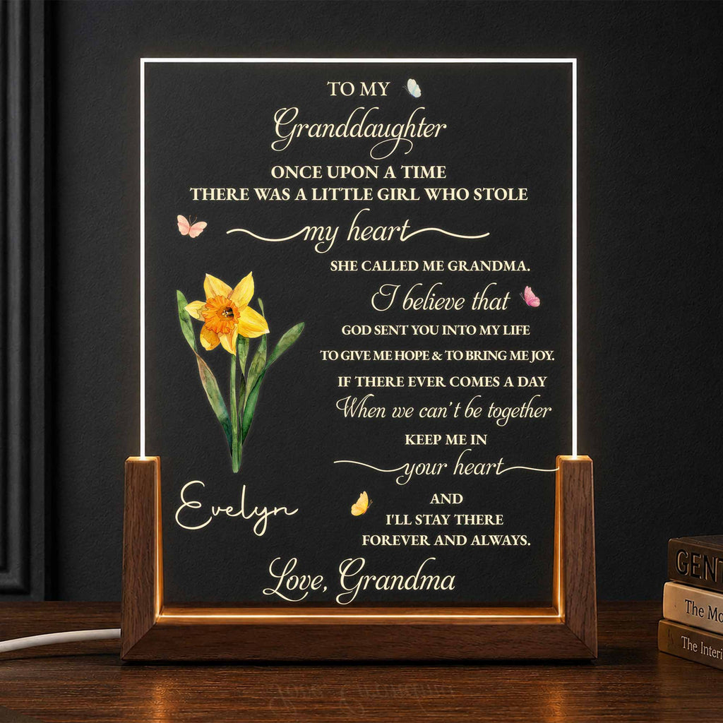 Personalized Acrylic Night Light Custom Name Gift for Granddaughter Wood and Acrylic Night Light GradoCreations