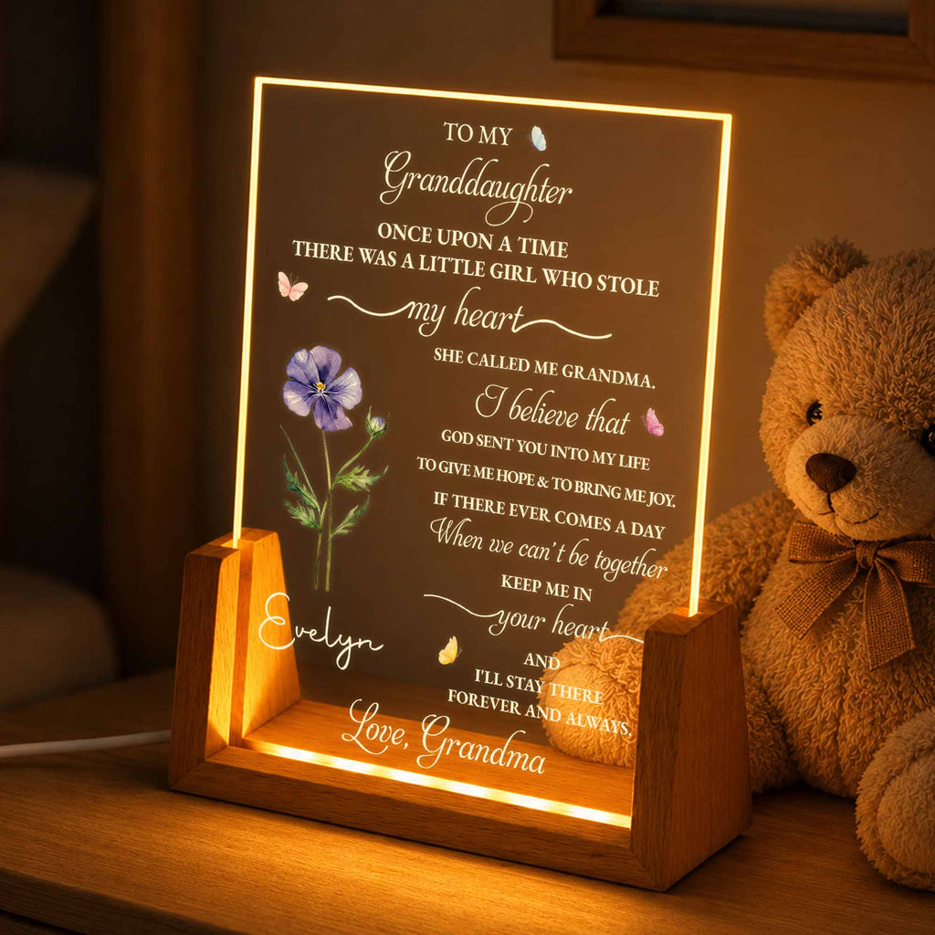 Personalized Acrylic Night Light Custom Name Gift for Granddaughter Wood and Acrylic Night Light GradoCreations