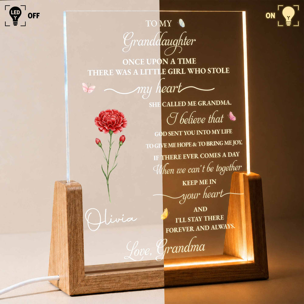 Personalized Acrylic Night Light Custom Name Gift for Granddaughter Wood and Acrylic Night Light GradoCreations