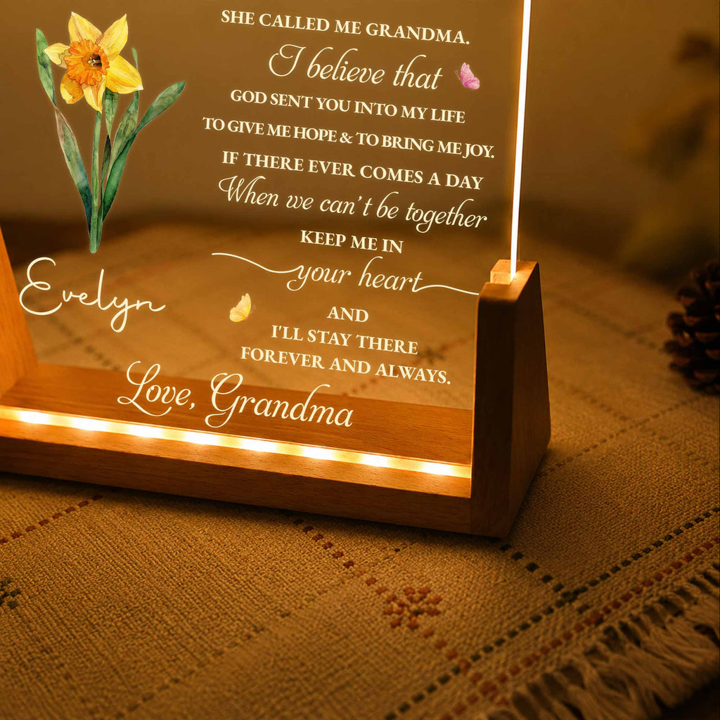 Personalized Acrylic Night Light Custom Name Gift for Granddaughter Wood and Acrylic Night Light GradoCreations
