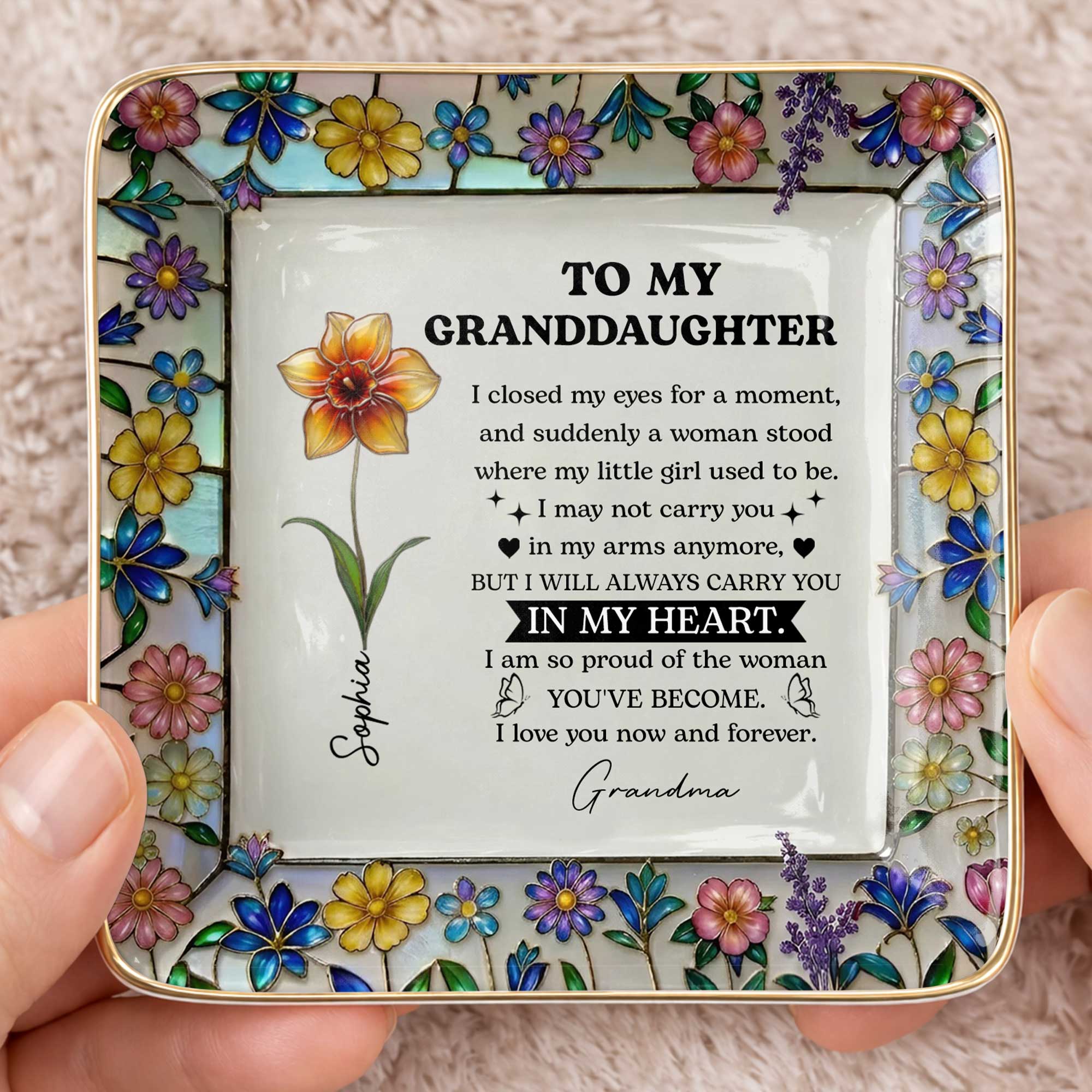Personalized Ceramic Jewelry Dish Custom Name Gift for Daughter Jewelry Dish GradoCreations