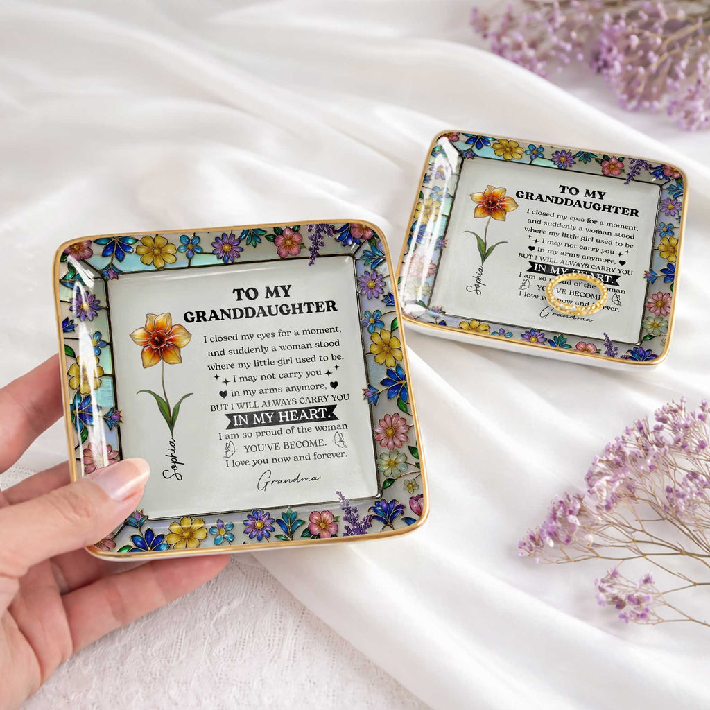 Personalized Ceramic Jewelry Dish Custom Name Gift for Daughter Jewelry Dish GradoCreations