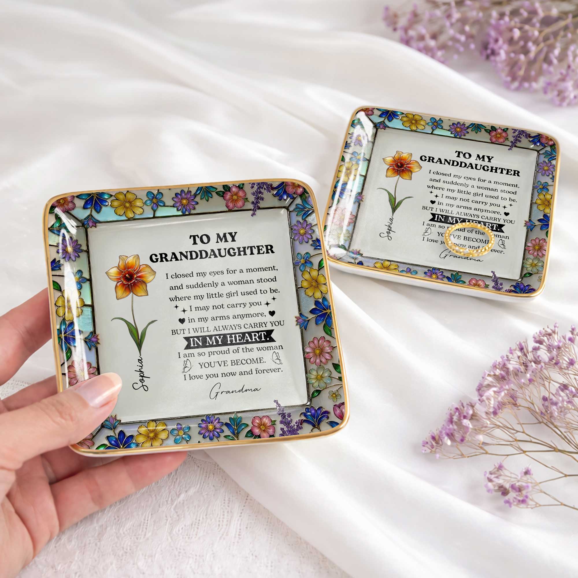 Personalized Ceramic Jewelry Dish Custom Name Gift for Daughter Jewelry Dish GradoCreations