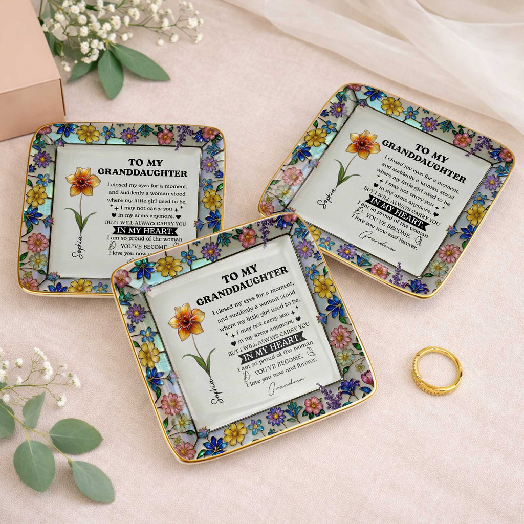 Personalized Ceramic Jewelry Dish Custom Name Gift for Daughter Jewelry Dish GradoCreations