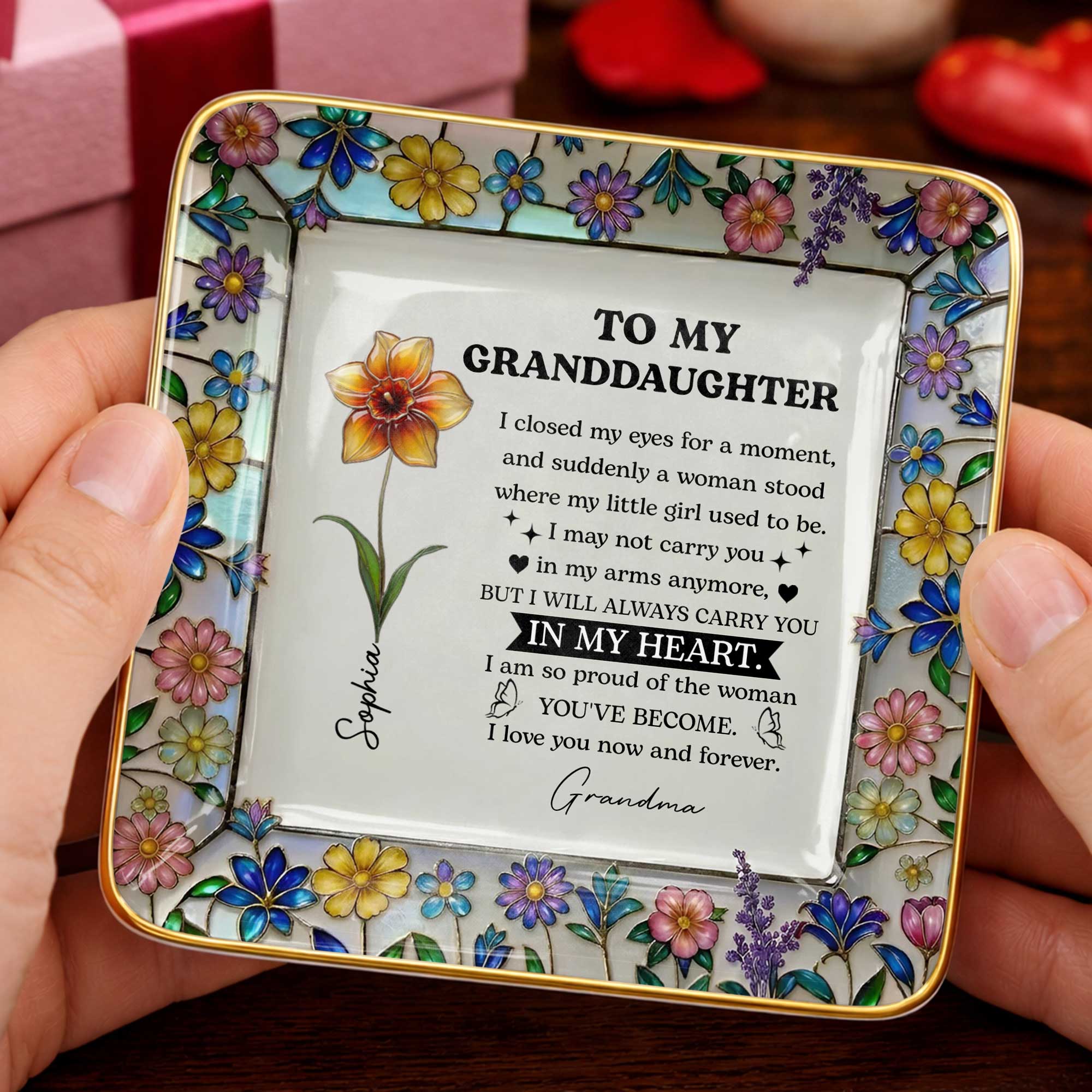 Personalized Ceramic Jewelry Dish Custom Name Gift for Daughter Jewelry Dish GradoCreations