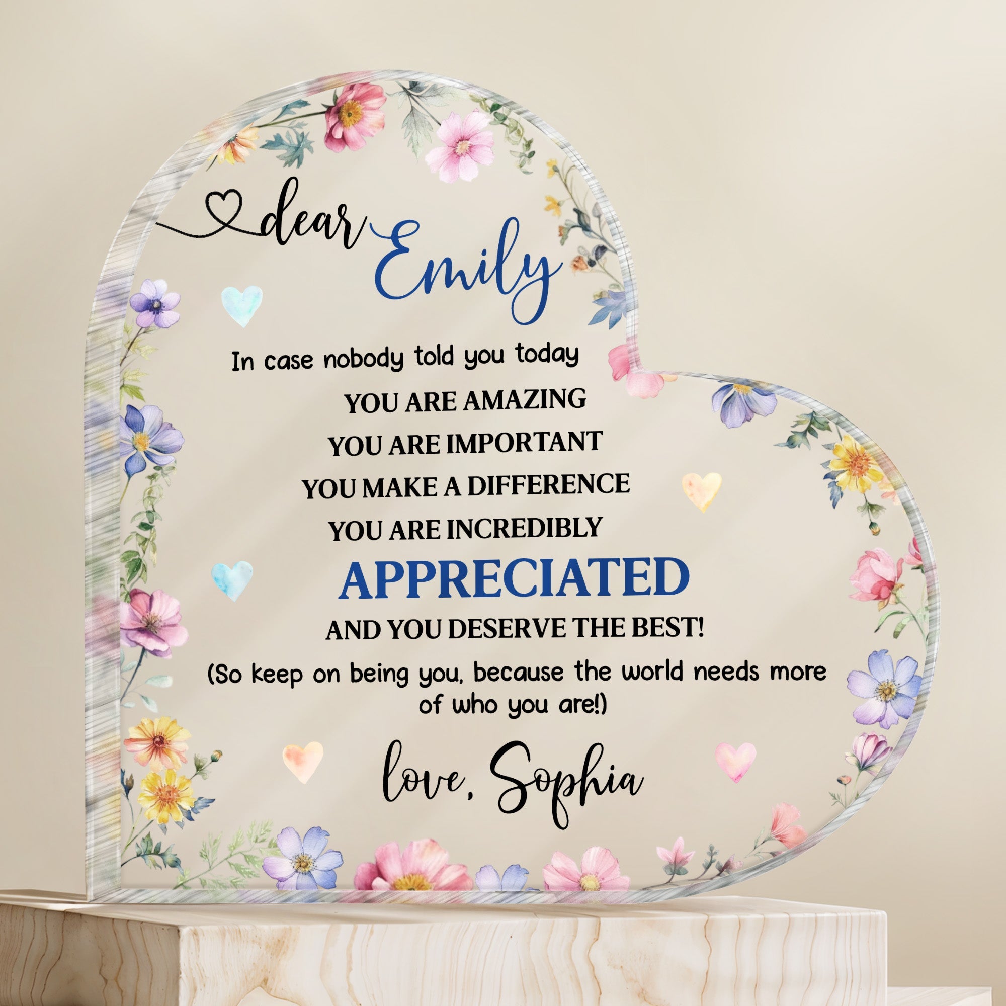 Personalized Heart Shaped Acrylic Plaque Custom Keepsake Gift Acrylic Plaque GradoCreations