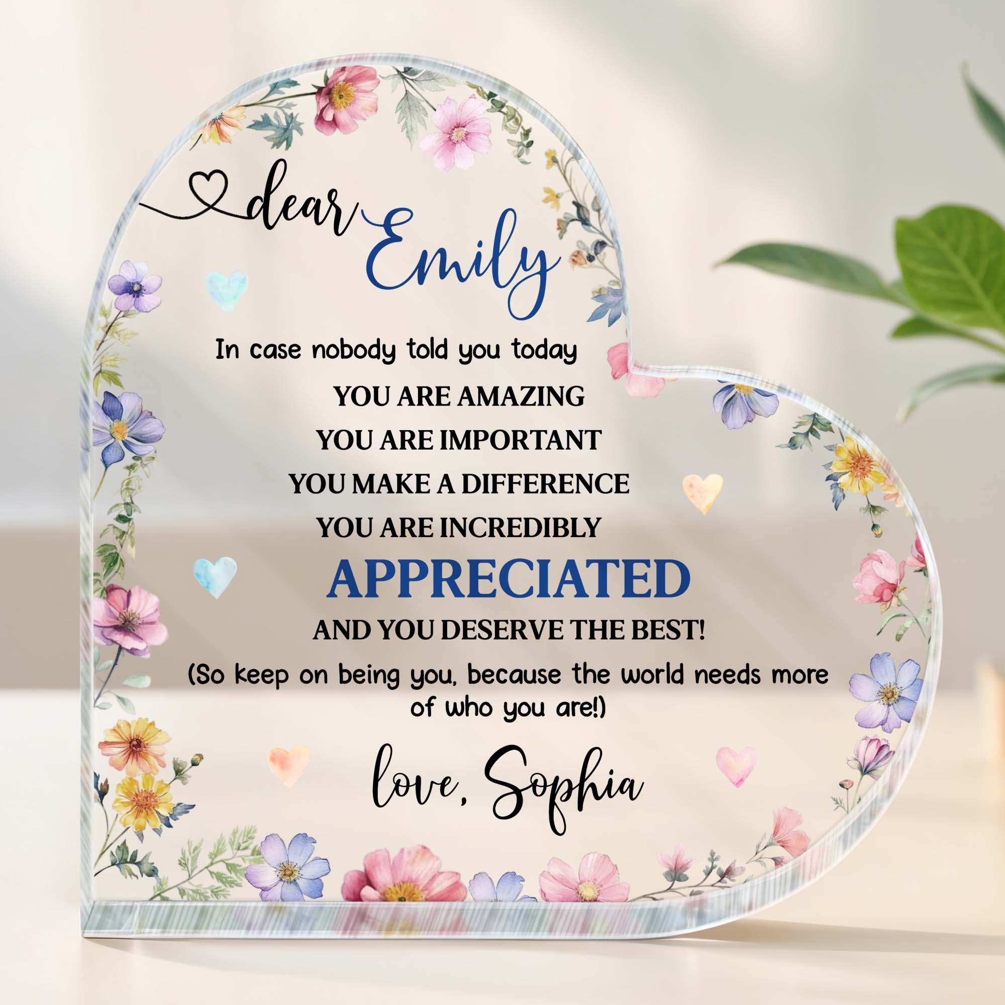Personalized Heart Shaped Acrylic Plaque Custom Keepsake Gift Acrylic Plaque GradoCreations