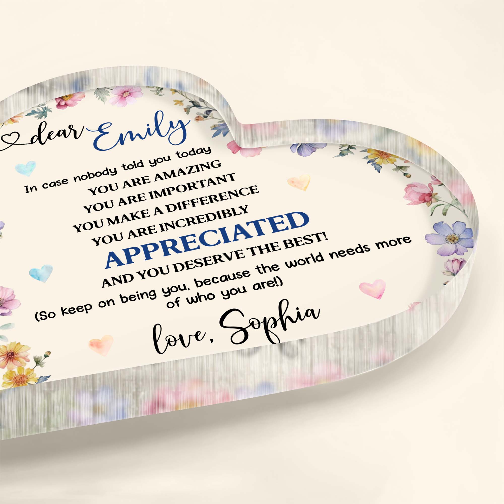 Personalized Heart Shaped Acrylic Plaque Custom Keepsake Gift Acrylic Plaque GradoCreations