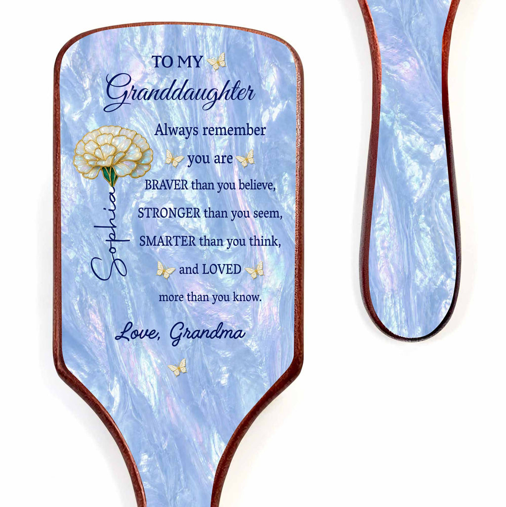 Personalized Bamboo Hair Brush Custom Name Gift for Granddaughter Wooden Hair Brush GradoCreations