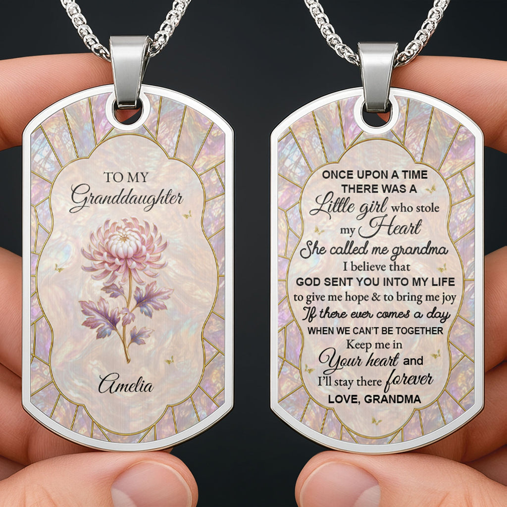 Personalized Dog Tag Necklace Custom Keepsake for Granddaughter Dog Tag Necklace GradoCreations