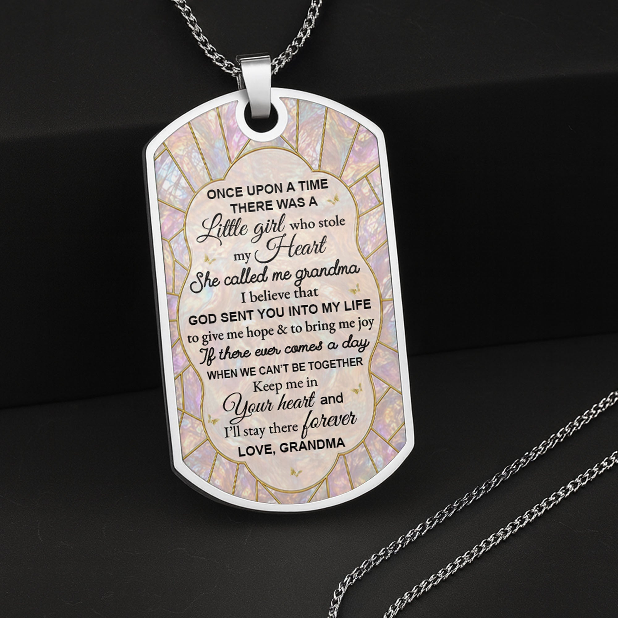 Personalized Dog Tag Necklace Custom Keepsake for Granddaughter Dog Tag Necklace GradoCreations