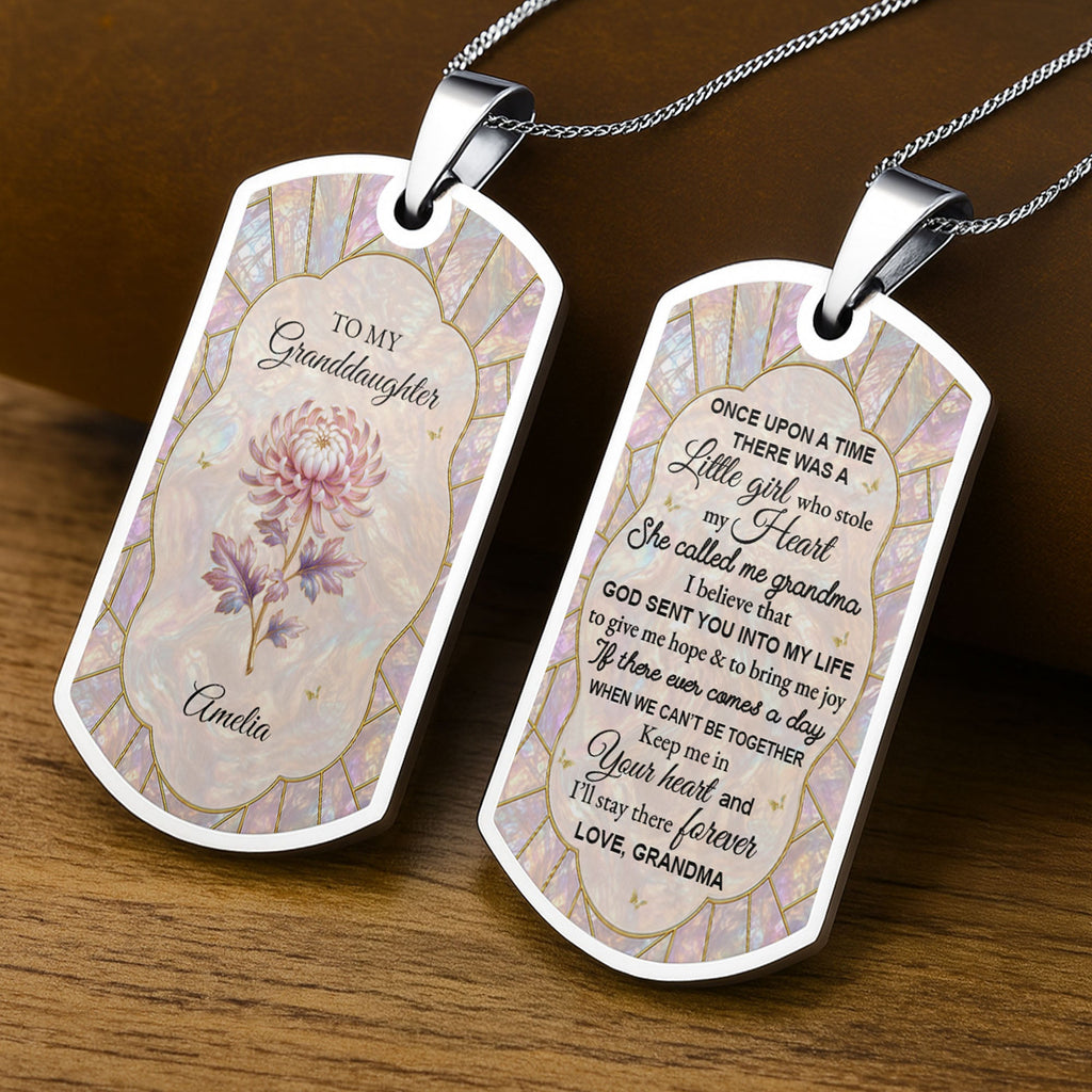 Personalized Dog Tag Necklace Custom Keepsake for Granddaughter Dog Tag Necklace GradoCreations