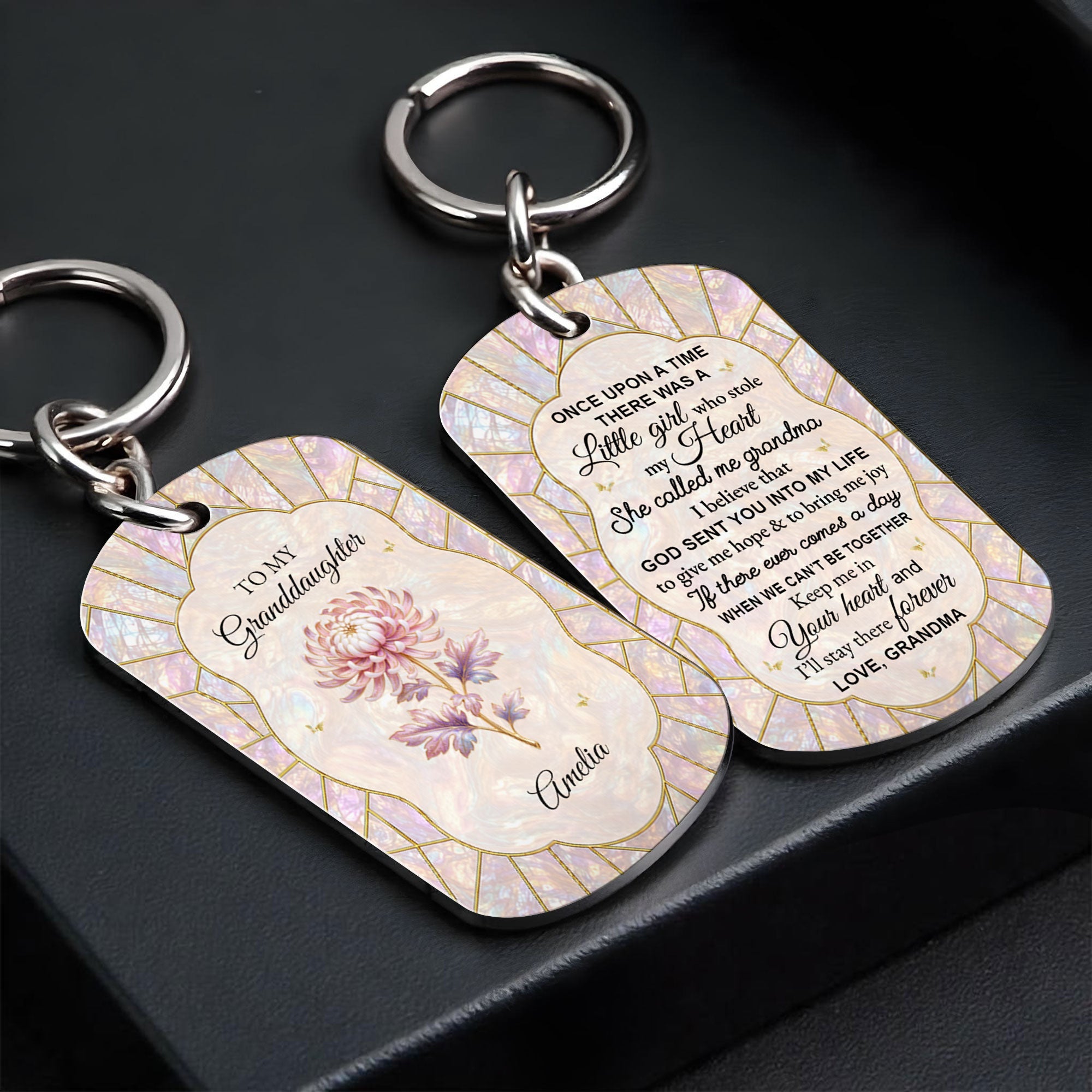 Personalized Stainless Steel Keychain for Granddaughter Gift Stainless Steel Keychain GradoCreations